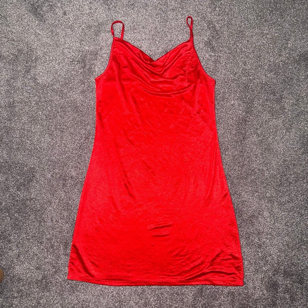 Gemstone Women's Red Cowl Neck Spaghetti Strap Slip Dress‎ Size Large